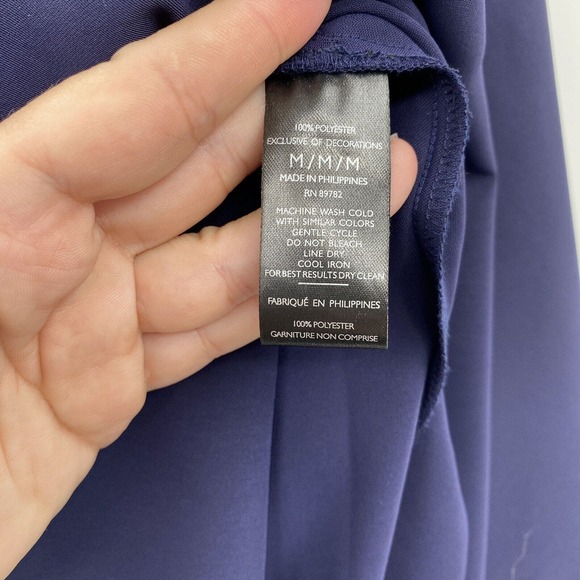 Natori Solid Fluid Crepe Cape Dress Size Medium Navy Blue Minimalist No Sash - Picture 9 of 10